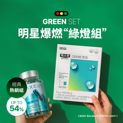 明星爆燃綠燈組|MAXCUT阻脂膠囊 CR(120顆)*1盒+小綠水28入*1盒